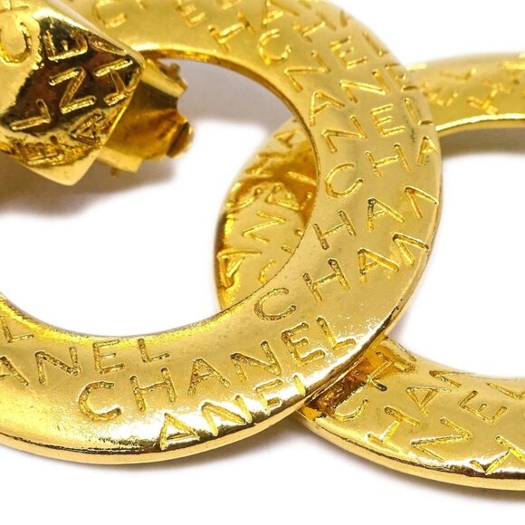 Chanel Dangle Hoop Earrings Clip-On Gold - Picture 2 of 4